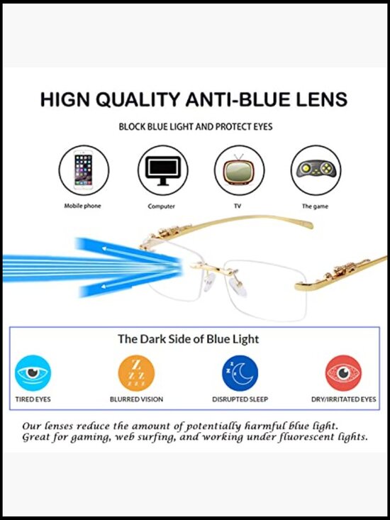 Rimless Rectangle Sunglasses for Men Women 90s Shades UV400 main image 7